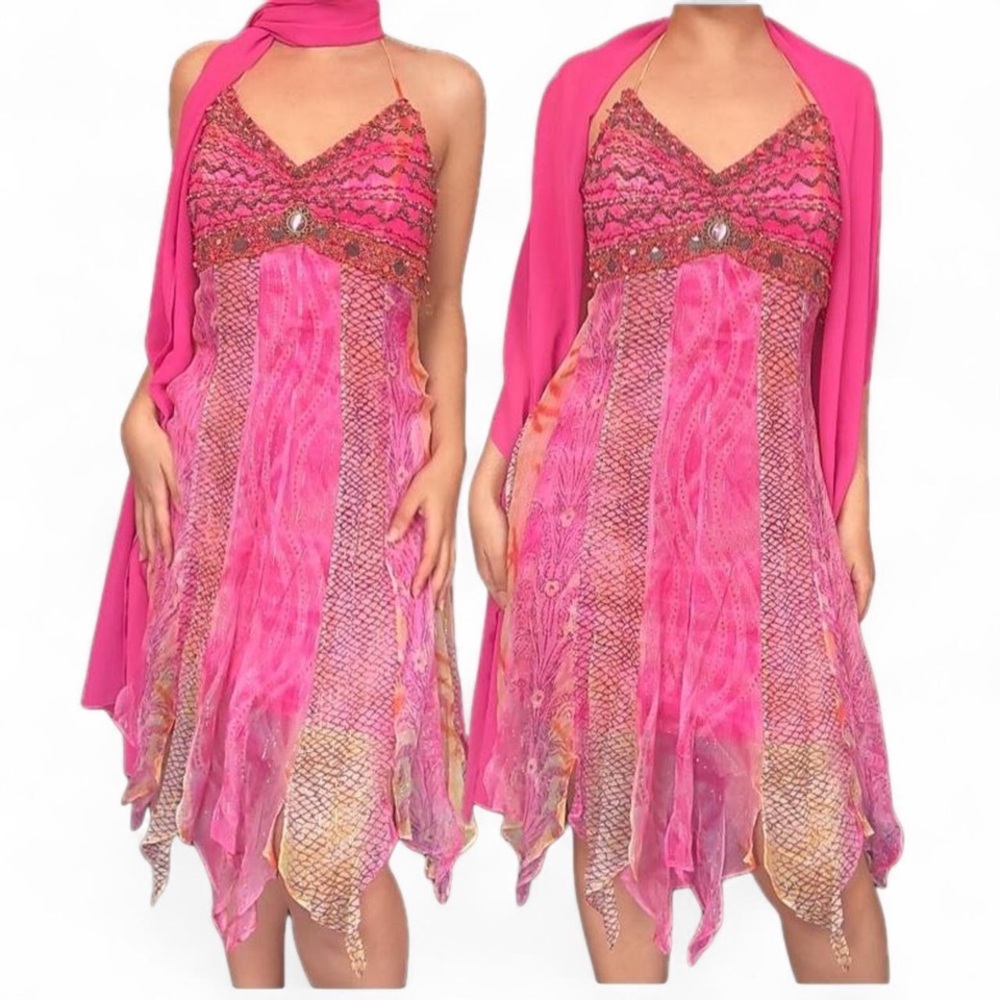 Vintage Silk Beaded Beaded Dress, Sz 6